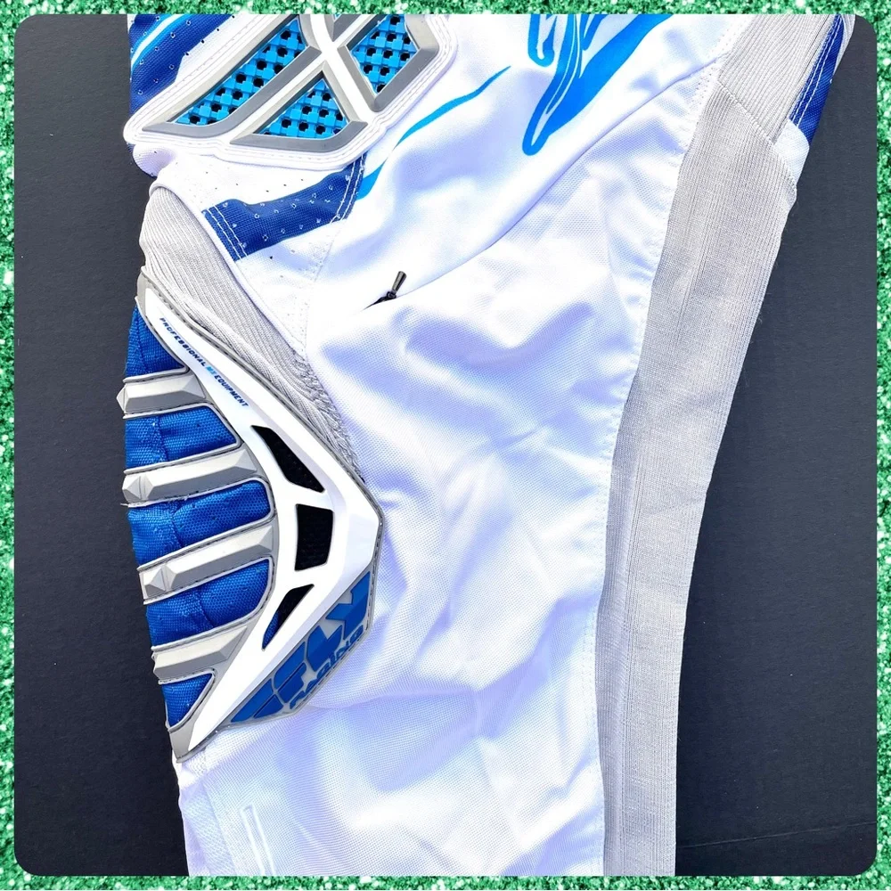 New FLY RACING White Blue Motocross Pants Motor Sports Gear Adults Size 28S